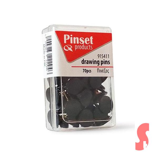 Πινέζες Pinset 70τεμ Μαύρο