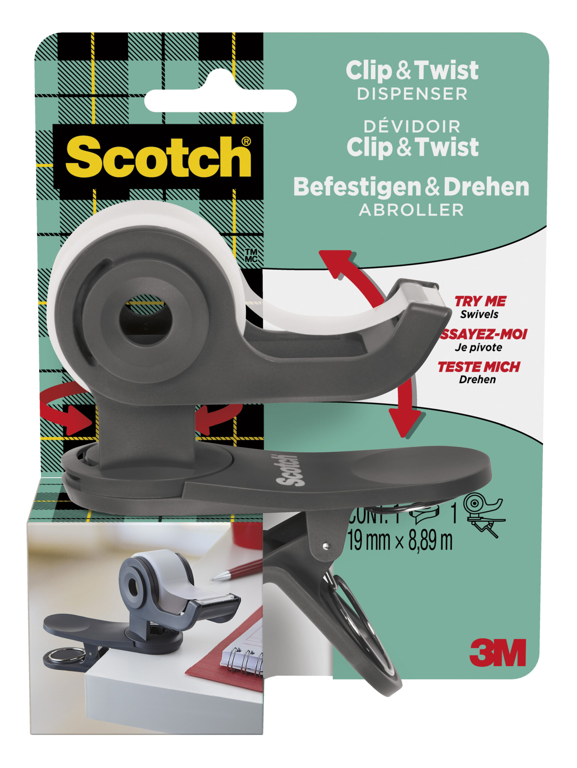 ΒΑΣΕΙΣ 3Μ C19 CLIP & TWIST 19mmx8,89m BLACK