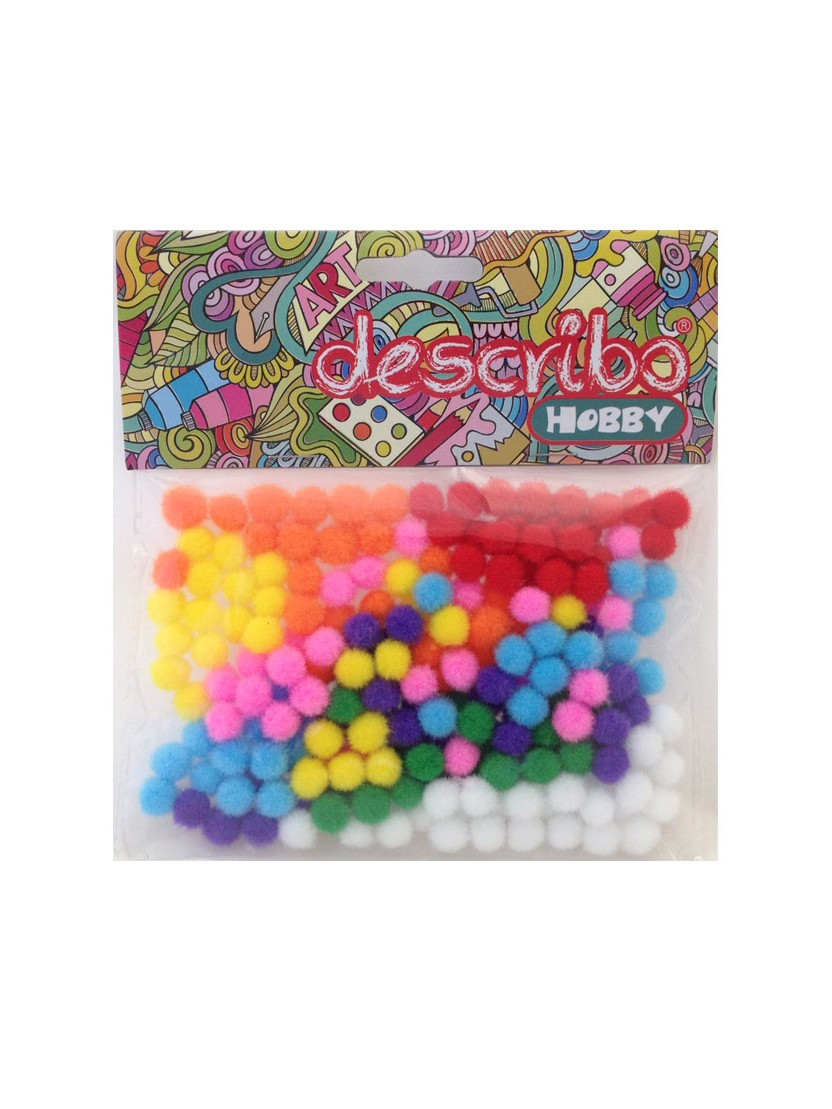 Pompons Διάφορα Χρώματα 200τεμ 10mm | DESCRIBO
