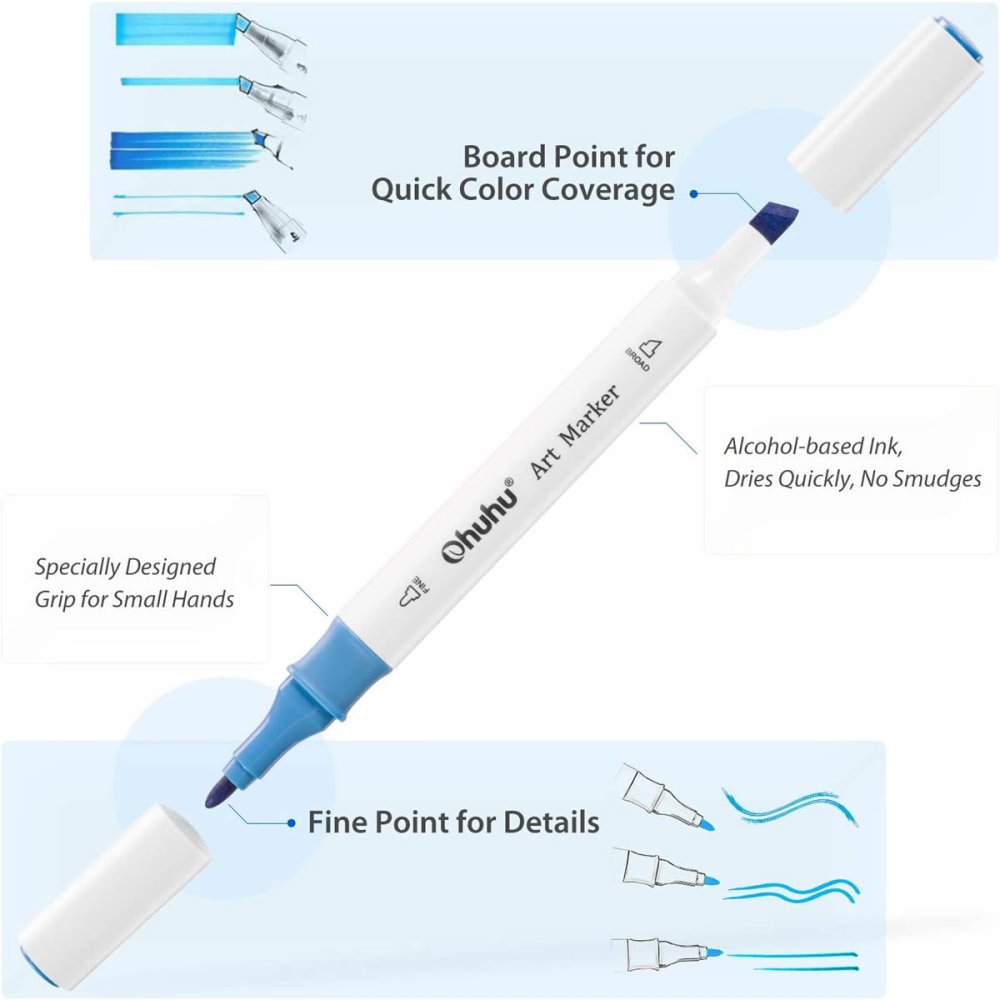 Σετ Μαρκαδόροι OHUHU Alcohol Art Markers Fine & Chisel (48 τεμάχια) - Image 3