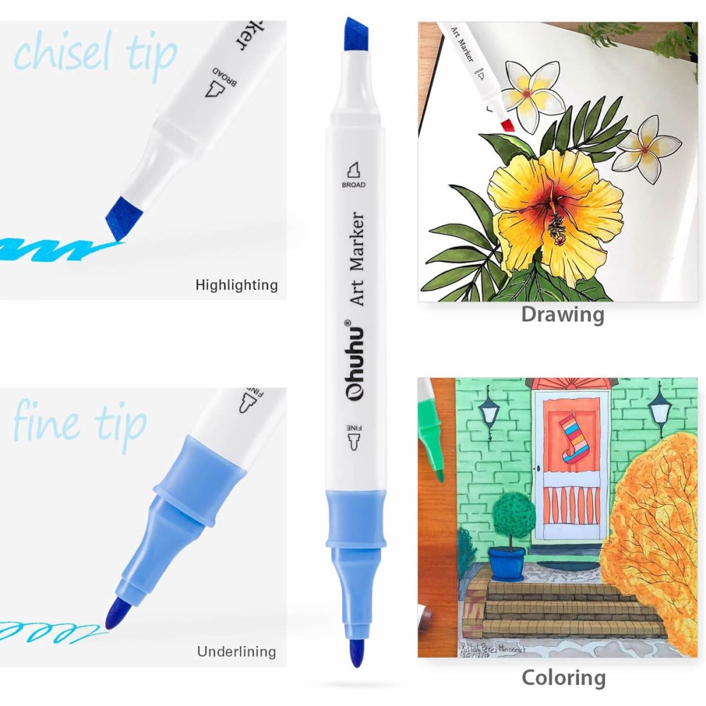 Σετ Μαρκαδόροι OHUHU Alcohol Art Markers Fine & Chisel (48 τεμάχια) - Image 4