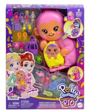 POLLY POCKET MINI - ΤΡΕΝΤΙ ΤΣΑΝΤΑΚΙ - MOMMA MONKEY AND BABY - HWP04