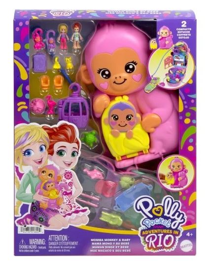 POLLY POCKET MINI - ΤΡΕΝΤΙ ΤΣΑΝΤΑΚΙ - MOMMA MONKEY AND BABY - HWP04