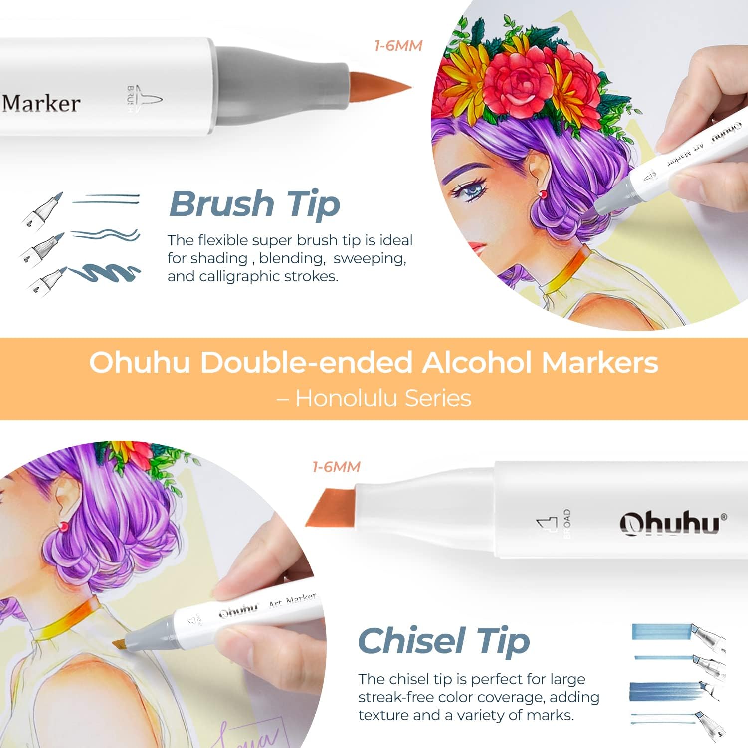 OHUHU – ΜΑΡΚΑΔΟΡΟΙ MID-TONE BRUSH & CHISEL 48PCS - Image 5