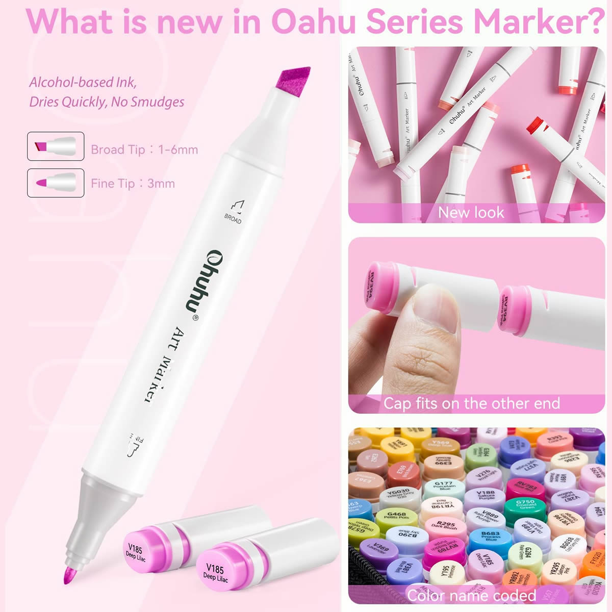 OHUHU – ΣΕΤ ΜΑΡΚΑΔΟΡΩΝ OAHU ALCHOHOL ART MARKERS 48PCS FINE & CHISEL - Image 2