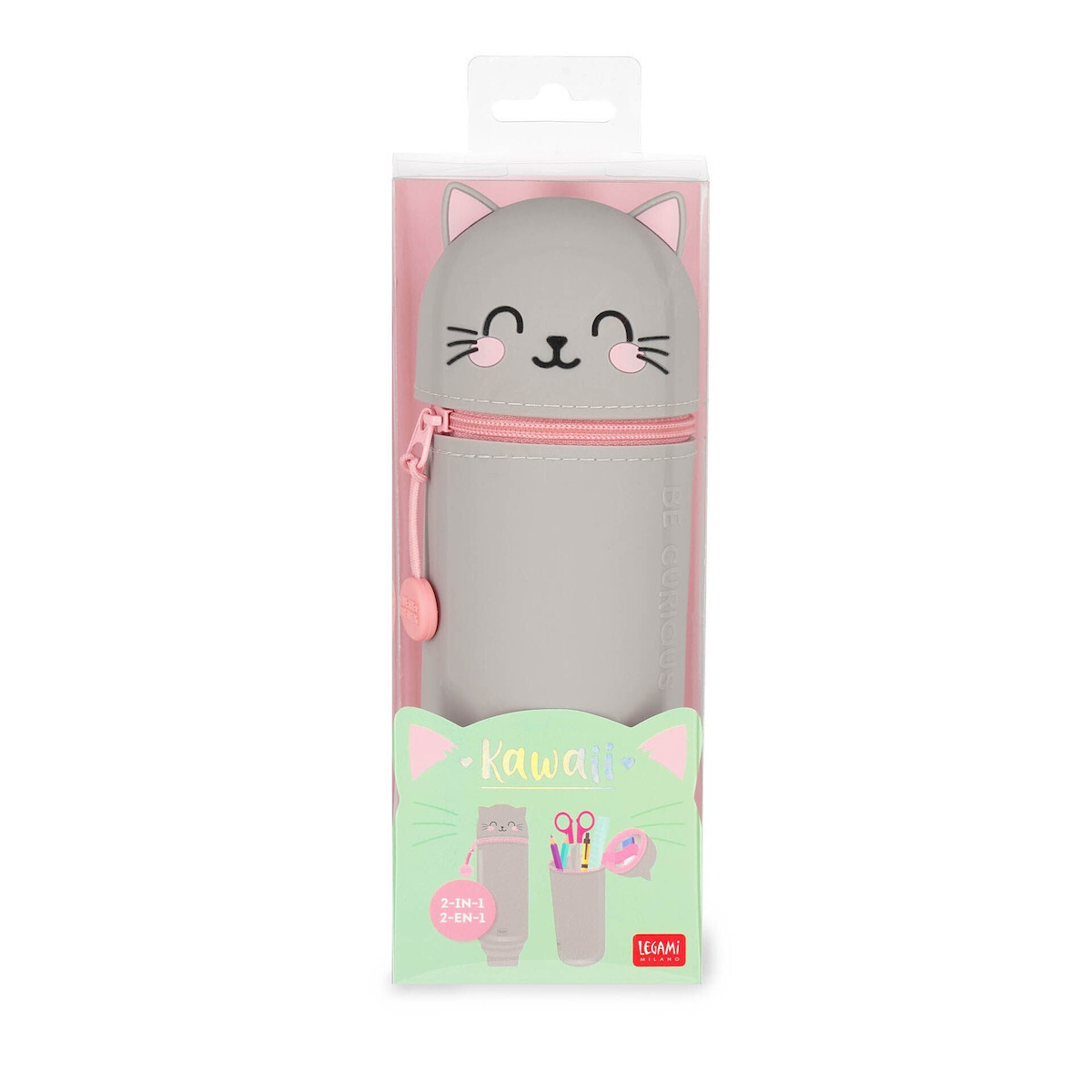 Legami Kawaii 2-In-1 Soft Κασετίνα Σιλικόνης Kitty Με Φερμουάρ (KA0016)