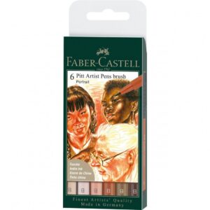 Faber Castell Pitt Artist Pens Brush Portrait - Wallet of 6