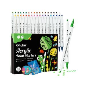 Ohuhu Acrylic Paint Markers Cotton-core Σετ 36 Ακρυλικών Μαρκαδόρων Brush & Dot,