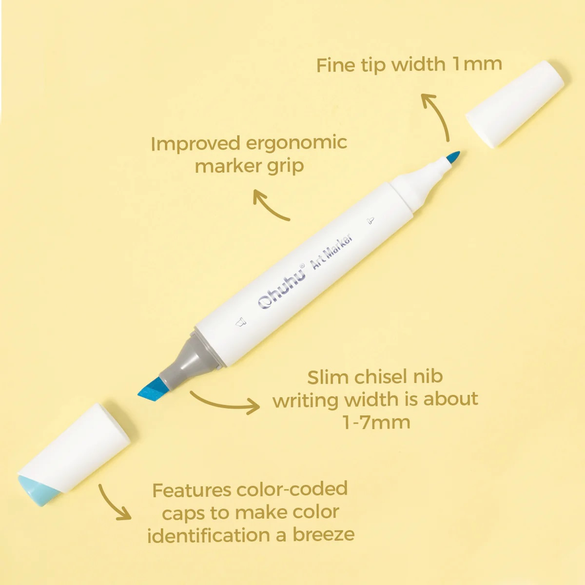 OHUHU Kaala Alcohol Art Markers Σετ Μαρκαδόρων 24 Skin Tones Chisel & Fine - Image 5