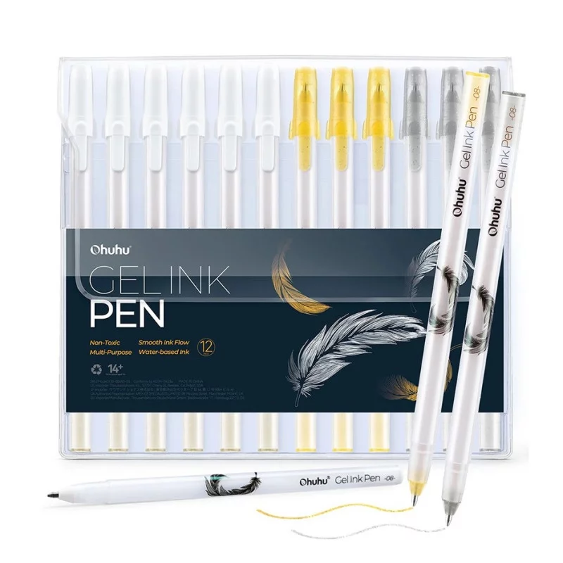 OHUHU ΣΤΥΛΟ GEL GOLD-SILVER-WHITE 12ΤΜΧ