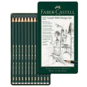 Faber-Castell Σετ 12 Μολύβια Γραφίτη 9000 Μεταλλική Κασετίνα 5H-5B, 119064