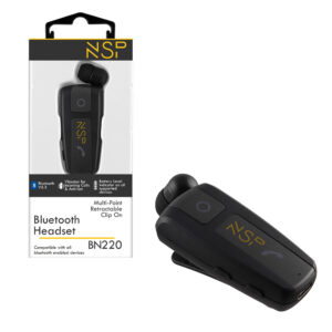 NSP BLUETOOTH BN220 RETRACTABLE CLIP ON HEADSET V5.3 (2 ΣΥΣΚΕΥΩΝ) VIBRATION + ANTI-LOST BLACK