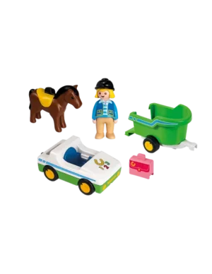 Alternative view of Playmobil 1.2.3. Όχημα Με Τρέιλερ Μεταφοράς Αλόγου