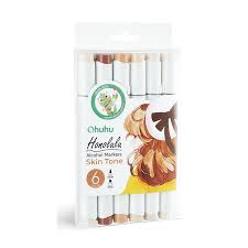 Ohuhu Honolulu Alcohol Markers Σετ Μαρκαδόρων 6 Portrait Tones Brush & Chisel