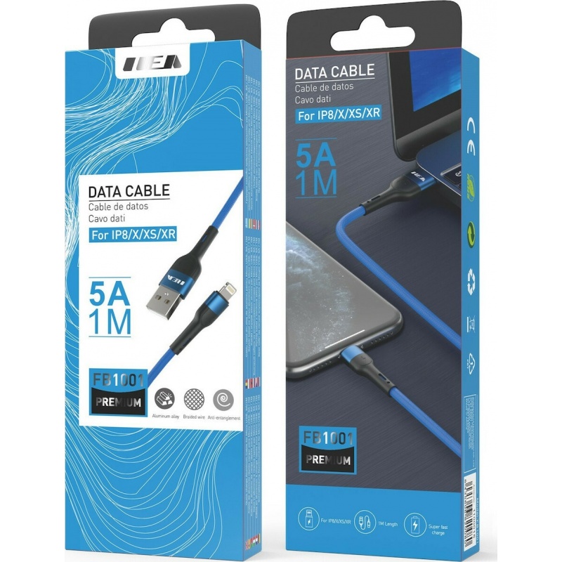 Moveteck MTK Καλώδιο Για iPhone 5-12 USB 2.0 5Α 1m FB1001 Ilea 1100015 Μπλε