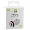 LIME ΦΟΡΤΙΣΤΗΣ ΑΥΤΟΚΙΝΗΤΟΥ USB 3.0 FAST CAR CHARGER QC 3.0 LCU02 20W 5V-3.5A/9V-2.4A/12V-1.8A WHITE