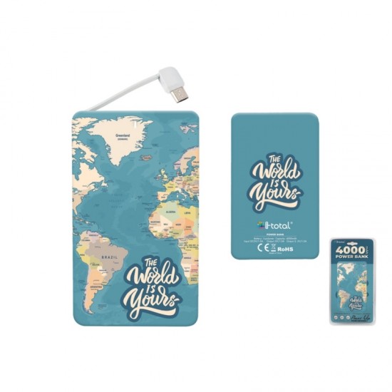 POWER BANK - ΦΟΡΤΙΣΤΗΣ I-TOTAL CM3420 BLUE MAP 4000mAh